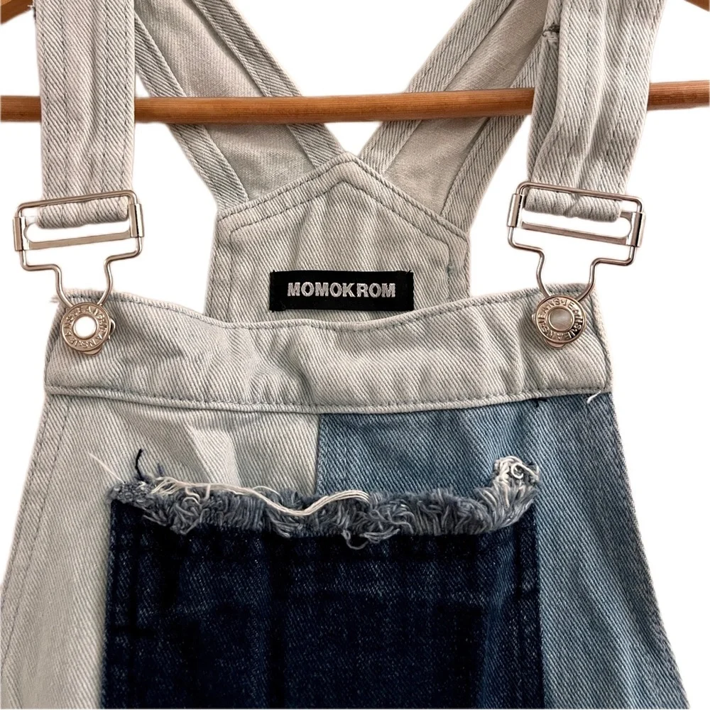 Momokrom Distressed Patchwork Denim Overalls Dolls Kill - Picture 3 of 12